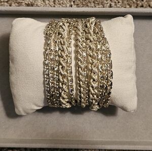 Vintage Chain Link 5 Strand Bracelet 8 inch Soft/light Gold Tone